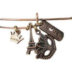HAND-CRAFTED Copper Wire Expandable Adjustable Charm Bangle Bracelet